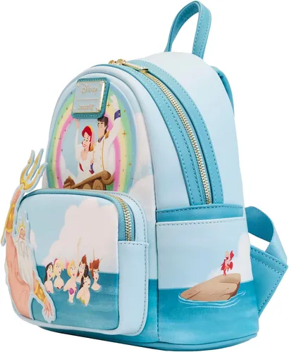 Vista 2 de Loungefly Mini mochila de regalo de Triton de The Little Mermaid, Multi, Bolso de hombro de doble correa