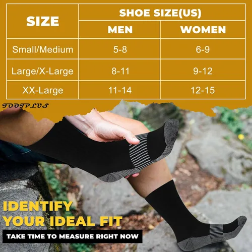 Vista 3 de FOOTPLUS Calcetines de compresión de cobre para senderismo, unisex, con suela acolchada y soporte de arco atlético, calcetines para correr