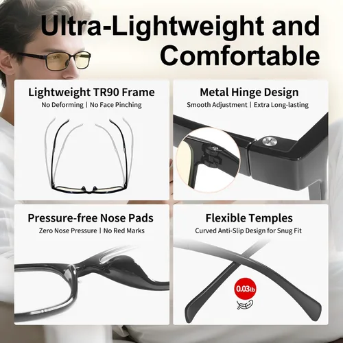 Vista 4 de Lentes de bloqueo de luz azul, lentes de filtro de luz azul de visión HD, antifatiga ocular para jugadores y trabajadores de oficina, experimenta