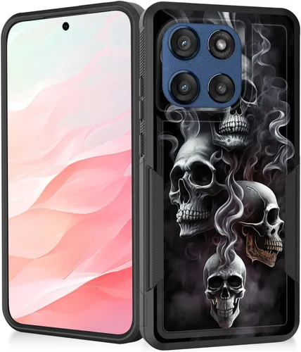 Vista 182 de Funda para Moto G Play 4G 2024, resistente de doble capa híbrida de policarbonato duro, goma suave, a prueba de golpes, funda protectora resistente