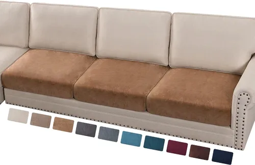 Vista 48 de PrinceDeco Fundas de cojín para sofá, funda elástica y lavable, funda de cojín ajustable de tela de terciopelo antideslizante, protector de muebles