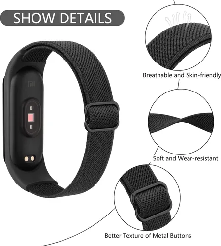 Vista 2 de Wanme Bandas para Amazfit Band 5 correas de repuesto para mujeres y hombres, paquete de 2 correas deportivas elásticas suaves compatibles