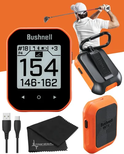 Vista 8 de Bushnell Phantom 2 Telémetro GPS negro con soporte magnético BITE y GreenView con paño de limpieza de lentes Wearable4U