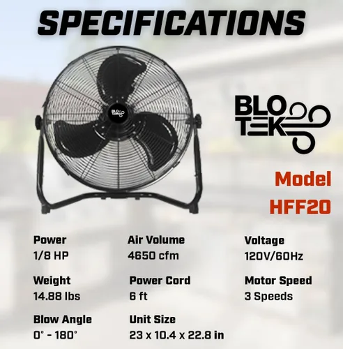 Vista 4 de El ventilador de piso de 20" y el soporte de pared ofrecen un flujo de aire de alta velocidad para un motor de aire, garajes, hogares o lugares