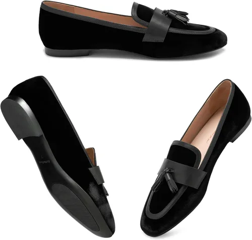 Vista 8 de Mocasines para mujer, zapatos planos de cuero casuales para mujer