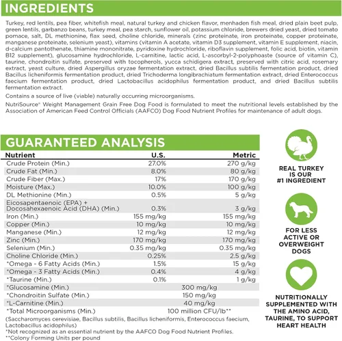 Vista 2 de Nutrisource Sin Granos ( Pavo ) Comida para Perros de Gestión de Peso 5Lb