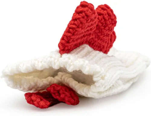 Vista 2 de Zoo Snoods Disfraz de gallo – Redecilla tejida para las orejas de perro de pollo para mascotas, cubierta cálida para el cuello para Halloween e