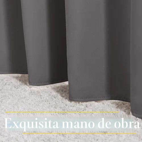 Vista 8 de NICETOWN - Paneles de cortinas opacas de microfibra de triple tejido, ahorro de energía, con aislamiento térmico y ojales, lisos, para sala o Gris
