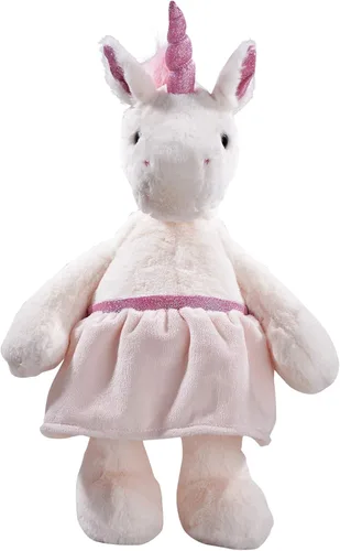 Vista 2 de DILLY DUDU Unicornio de peluche blanco y rosa de 17 pulgadas