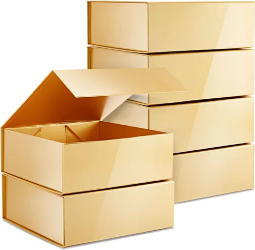 Vista 13 de Stockroom Plus Cajas de regalo con tapas, 9.5 x 9.5 x 3.5 pulgadas, paquete de 6 unidades, color negro brillante, cierre magnético y fundas