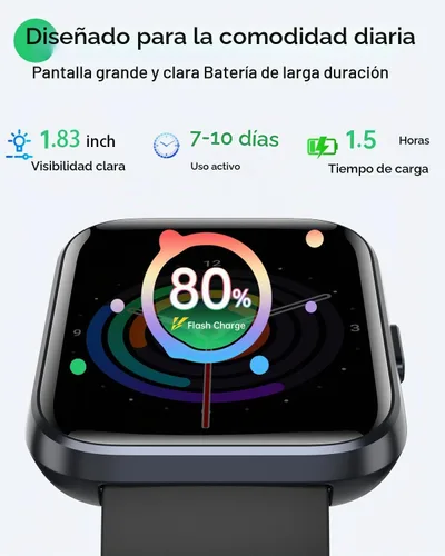 Vista 5 de Relojes inteligentes para mujeres y hombres, reloj inteligente Alexa HD de 1.83 pulgadas para Android y iPhone (llamadas/SMS/recordatorios), reloj