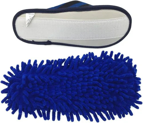 Vista 5 de Selric Cozy Washable Dust Mop Slippers Stripe Closed Toe, Multi-sizes Multi-Colors Available, Chenille Fibre Detachable Mop Soles, Indoor House