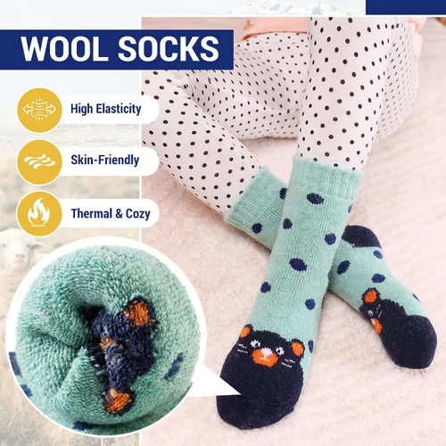 Vista 105 de Eocom 6 pares de calcetines de invierno cálidos de lana para niños y niñas