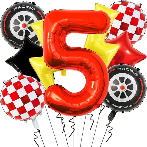 Vista 9 de 6 globos de carreras para decoración de fiesta de cumpleaños, globos de semáforo de 32 pulgadas para suministros de fiesta de cumpleaños