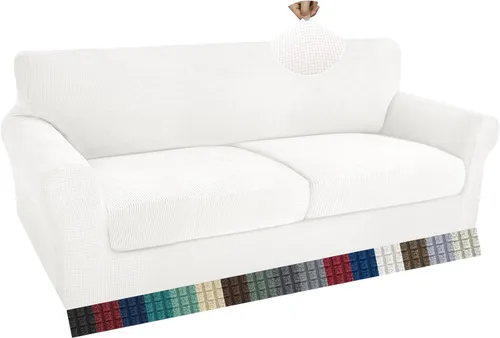 Vista 13 de ZNSAYOTX 2 fundas para sillas con brazos para sala de estar, súper suave, con funda de cojín de asiento, gruesa, duradera, mezcla de elastano, alta