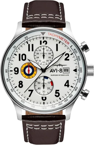 Vista 24 de Reloj analógico AV-4011 Hawker Hurricane, con mecanismo de cuarzo japonés, con correa de piel, de AVI-8