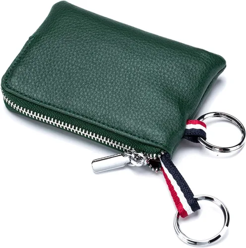 Vista 5 de imeetu (Paquete de 2 juegos) Cartera de cuero con llavero RFID para tarjetas de crédito, Verde