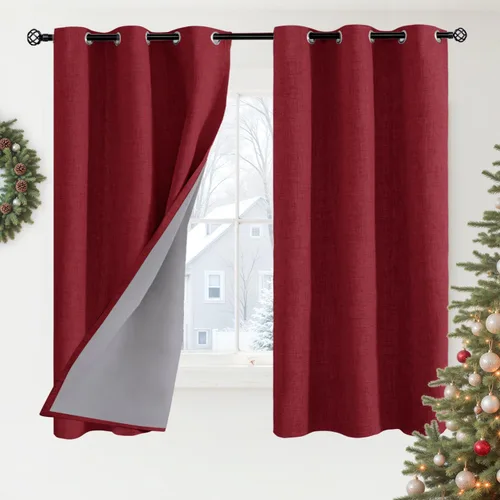 Vista 137 de YoungsTex - Cortinas opacas de lino para dormitorio, oscurecimiento de la habitación, cortinas con textura de lino, paneles con aislamiento térmico