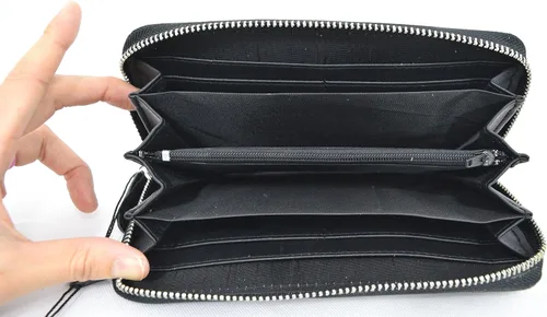 Vista 4 de Licor Brand Black Magic Ouija Board y Planchette Zip Around Cartera de embrague, Negro -, Cartera con cremallera