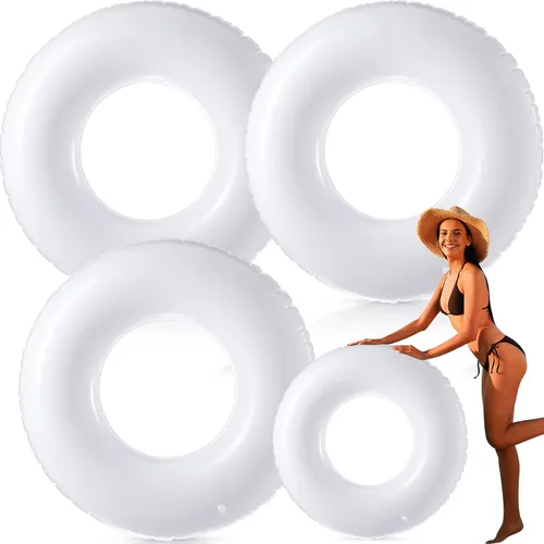 Vista 7 de Gemscream Jumbo Inflatable Pool Float 47.24 Inches Swimming Ring Pool Floats White Inflatable Float Tube for Adult Summer Vacation Beach River