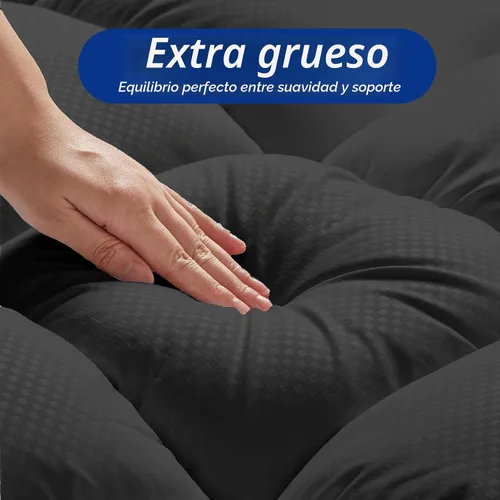 Vista 3 de Cubrecolchón de tamaño individual para dolor de espalda, funda de colchón refrescante extra gruesa con bolsillo profundo de 8-21 pulgadas Negro