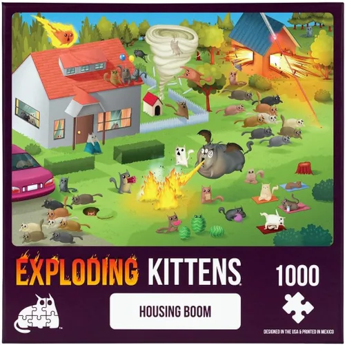 Vista 5 de Exploding Kittens - Rompecabezas de 1000 piezas para adultos, adolescentes y niños, rompecabezas de perro, divertido rompecabezas de arte
