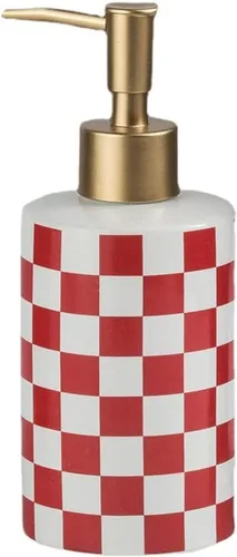 Vista 8 de Dispensador de jabón de cerámica a cuadros con bomba mate dorada a prueba de óxido, dispensador de jabón decorativo para baño o cocina
