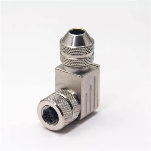 Vista 2 de Elecbee 5 unids M12 campo cable conector ángulo recto un código impermeable 5 Pin hembra metal enchufe Shiled