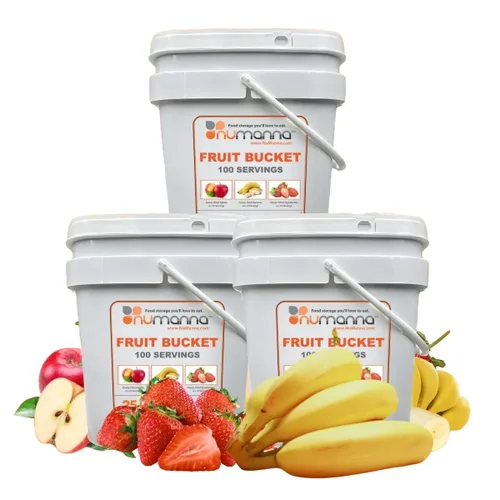 Vista 10 de Numanna Cubo de frutas liofilizadas – 100 porciones, 2 libras Manzanas, plátanos y fresas Snack saludable para uso diario, comidas de emergencia