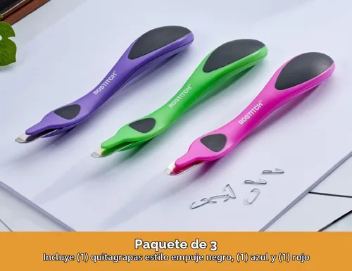 Vista 7 de Bostitch Removedor magnético profesional de grapas fácil, palillo extractor de grapas de color neón, herramienta removedor de grapas para oficina