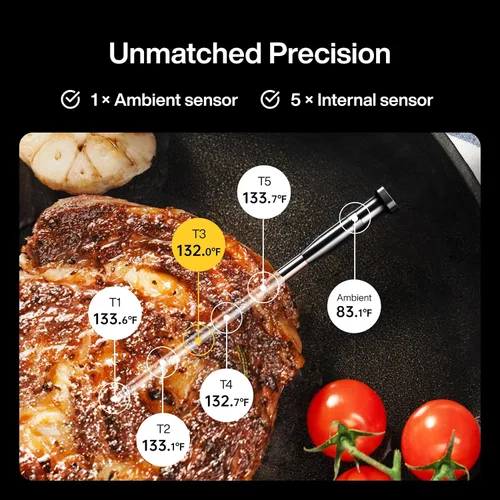 Vista 4 de Typhur Sync One - Termómetro inalámbrico inteligente para carne: base independiente con pantalla LCD, rango ilimitado de WiFi y Bluetooth