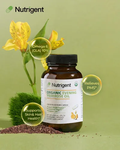 Vista 2 de Aceite de onagra orgánico USDA para mujeres con cápsulas de 10%