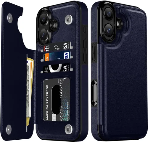 Vista 60 de LETO para iPhone 15 Pro Funda tipo cartera - Tapa tipo folio con patada - Diseños de moda - Tarjetero - Funda protectora para mujeres y niñas - 6.1