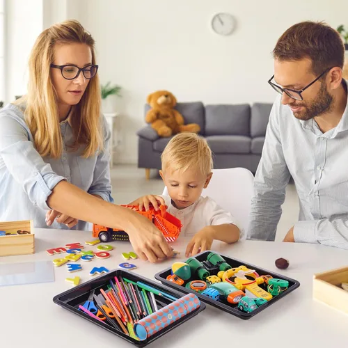 Vista 7 de Zonon 12 Pcs Plastic Art Trays 13.4 x 9.8 x 1 Inch Back to School Supplies Colorful Art Trays Stackable Activity Tray Office Storage Container for