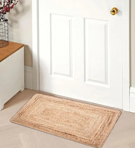 Vista 5 de Light & Pro Alfombra de yute, 2 x 3, natural, hecha a mano, trenzada, reversible, alfombra rústica