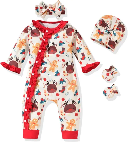 Vista 11 de Aalizzwell Mameluco para bebés niñas, traje de otoño invierno con accesorios Guepardo