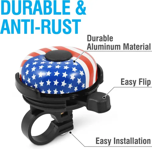 Vista 4 de MARQUE Campana de Bicicleta para Adultos y Niños – Bonito, Fuerte y Claro Sonido de Timbre de Bicicleta – Accesorios Esenciales para Bicicleta
