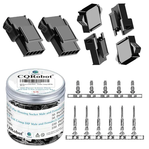 Vista 110 de CQRobot JST EL 4.5 mm de paso 2 pines conector electrónico IC macho, enchufes hembra carcasa y kit de terminales de crimpado en T macho/hembra. 50