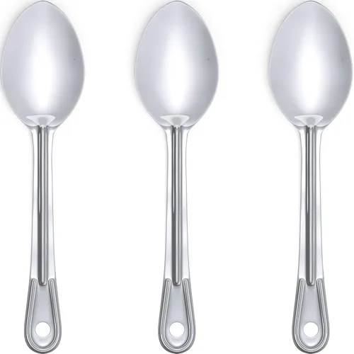 Vista 16 de Cuchara de servir súper fuerte, ergonómica de 11 pulgadas, paquete de 3 cucharas grandes de acero inoxidable para cocinar, hornear, revolver