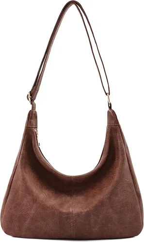 Vista 18 de NIUEIMEE ZHOU Bolsos Hobo para mujer Bolso de hombro de cuero vegano plegable Bolso de mano holgado Bolso bandolera