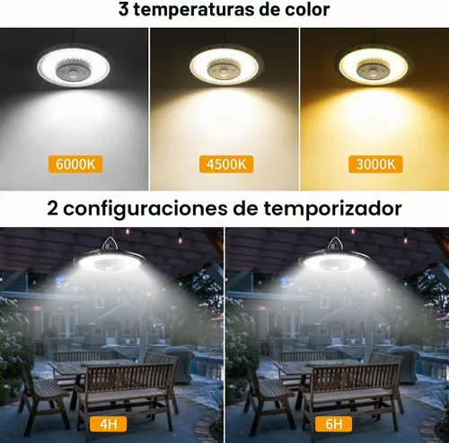 Vista 4 de Auzev Solar Lights Indoor Outdoor 3000LM Solar Shed Light with Switch