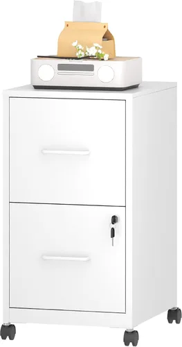 Vista 8 de Archivador de 5 cajones con cerradura, archivadores de metal sobre ruedas, cajones verticales de acero para oficina, almacenamiento para colgar
