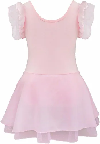 Vista 2 de FEESHOW Vestido de gimnasia con volantes y manga para niños y niñas