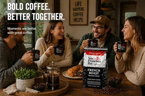 Vista 9 de San Francisco Bay Café gourmet tostado oscuro 100% arábica, 3 libras, Kosher San Francisco Bay French Roast — 100% arabica whole bean dark roast