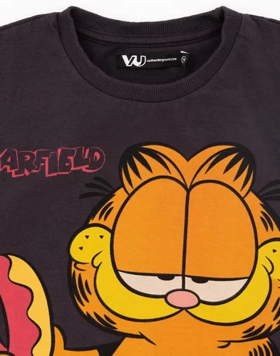 Vista 4 de Garfield Camiseta corta para niñas y niños, color carbón dona