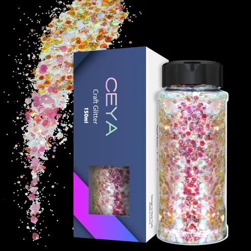 Vista 12 de Ceya - Juego de purpurina camaleón gruesa de 18 colores, 6.3 oz/180 g, polvo de purpurina artesanal con cambio de color, cada 15 ml, copos