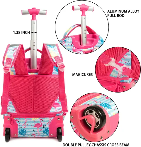 Vista 5 de MOHCO Mochila con ruedas de 16 pulgadas para niños y niñas