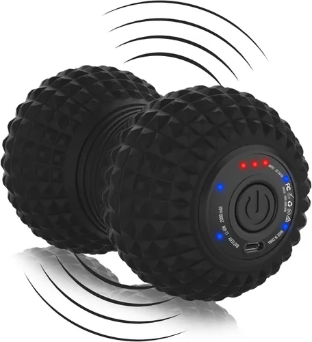 Vista 9 de ZeenKind Pelota de Masaje Vibradora en Forma de Maní para Fascitis Plantar, Alivio del Dolor Muscular con 4 Velocidades, Terapia de Tejido Profundo