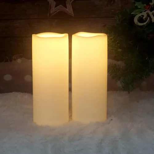 Vista 3 de Velas grandes sin llama para exteriores con temporizador de 4 x 10 pulgadas Blanco