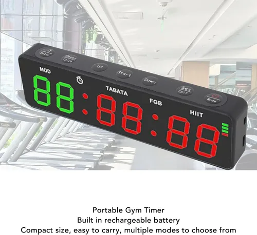 Vista 4 de LICAEVEY Reloj temporizador de gimnasio, temporizador de intervalos magnético recargable con cronómetro, entrenamiento portátil para gimnasio